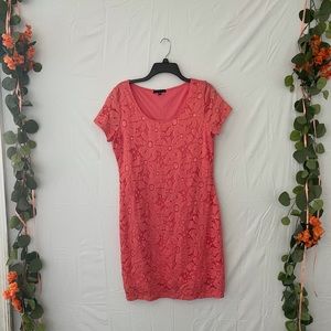 Large short pink flower dress